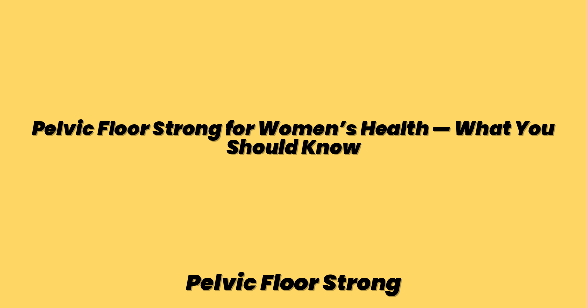 Pelvic Floor Strong for Women’s Health — What You Should Know