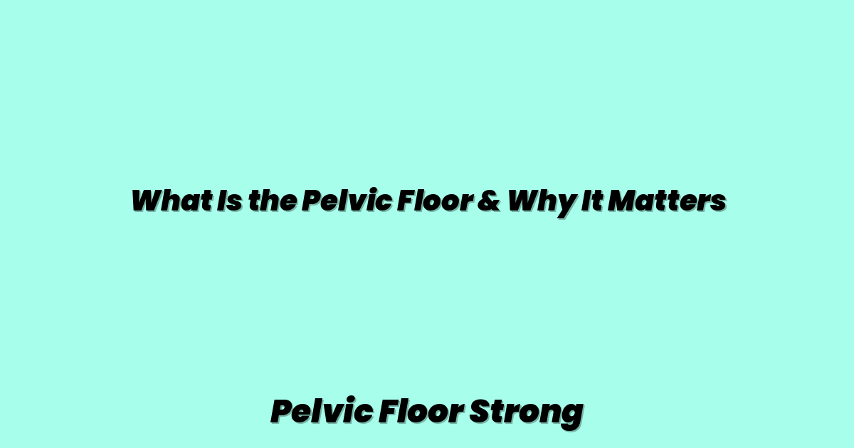 What Is the Pelvic Floor & Why It Matters